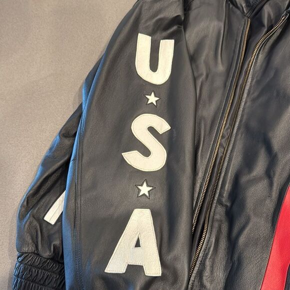 USA Leather Bomber Eagle Jacket - Picture 6 of 12